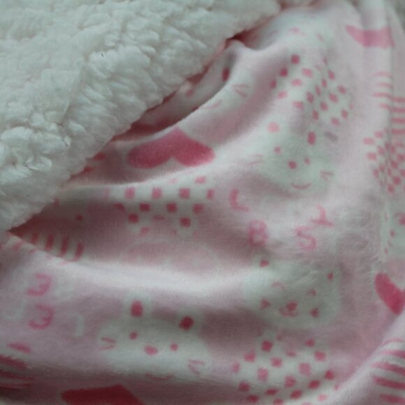 My Baby Pink Kitty Cat Heart Blanket Infant Girls Sherpa Fleece White NWT FLAW - Picture 3 of 4